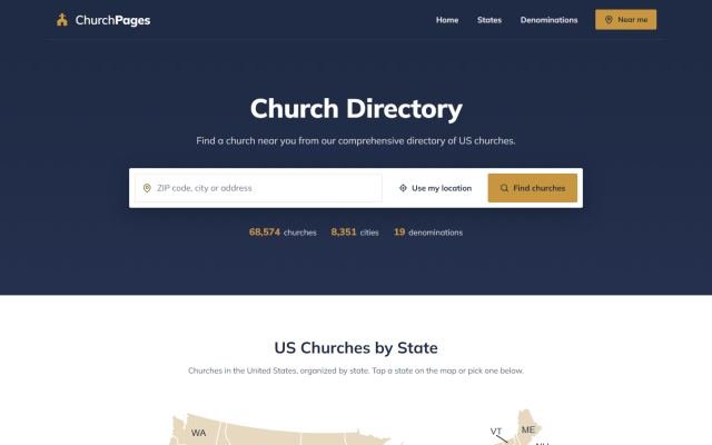 Example website: Church directory